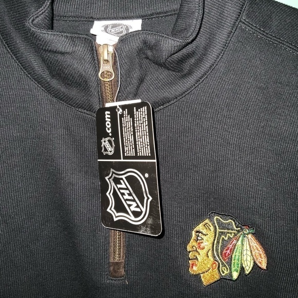 Chicago Blackhawks Quarter-Zip Pullover Sweatshirt - Sz M/L/XL/XXL. Black NWT - Picture 4 of 9